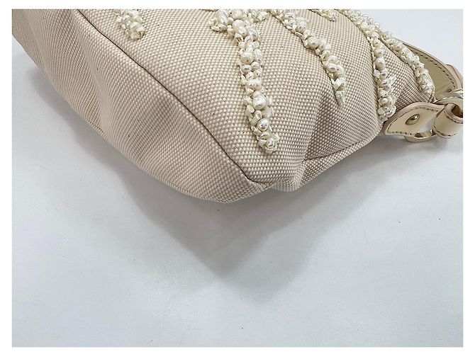 Borsa a mano Valentino in tela beige - vista 6