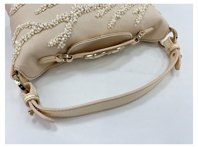 Borsa a mano Valentino in tela beige - vista 7
