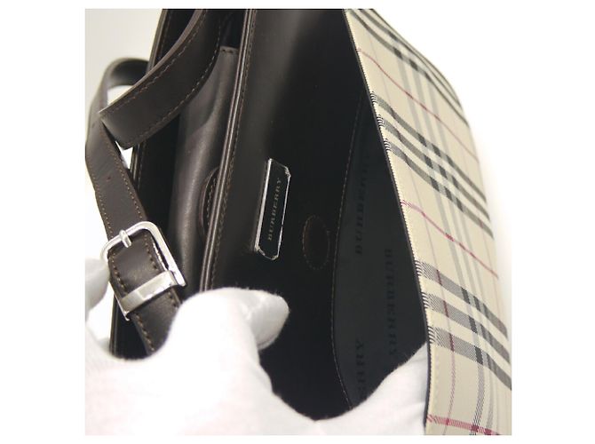 Borsa a tracolla Burberry con motivo Nova Check Beige - vista 7