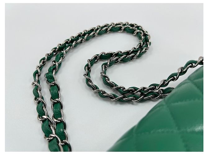 Borsa a Spalla Chanel Matelassé Double Flap, Verde - vista 10