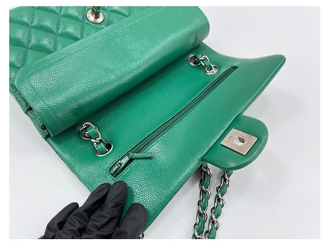 Borsa a Spalla Chanel Matelassé Double Flap, Verde - vista 12