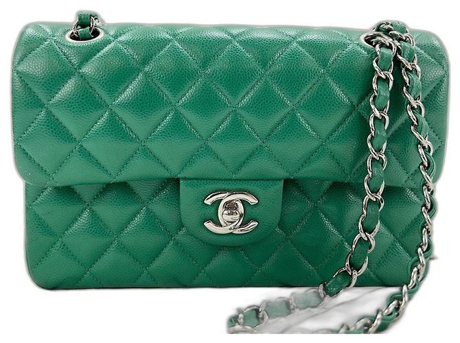 Borsa a Spalla Chanel Matelassé Double Flap, Verde - vista 14