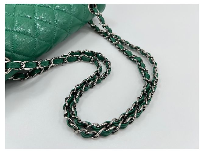 Borsa a Spalla Chanel Matelassé Double Flap, Verde - vista 9