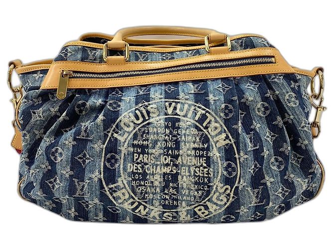 Borsa Tote Louis Vuitton Cabas Raye GM Blu - vista 2