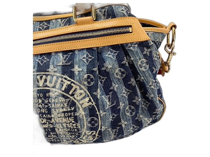 Borsa Tote Louis Vuitton Cabas Raye GM Blu - vista 3