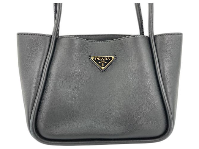 Borsa Tote in pelle nera Prada Nero - vista 2