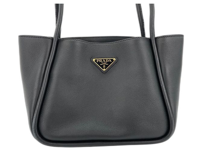 Borsa Tote in pelle nera Prada Nero - vista 3