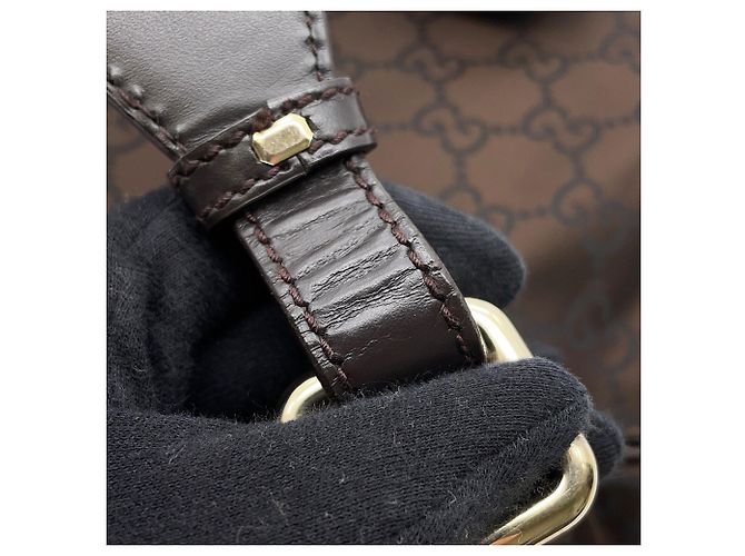 Borsa a tracolla Gucci in nylon marrone - vista 11