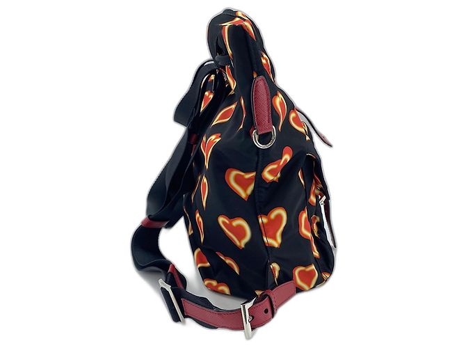 Zaino Prada Heart in nylon nero - vista 3