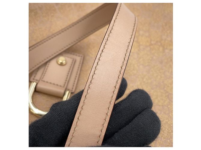 Borsa a tracolla Gucci in tela GG rosa beige - vista 10