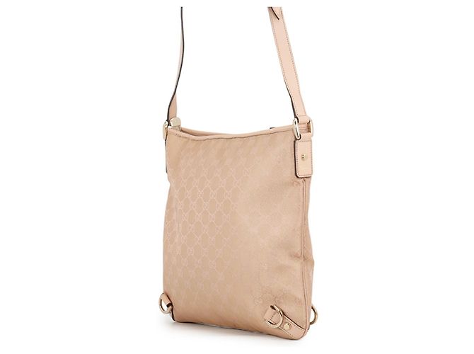 Borsa a tracolla Gucci in tela GG rosa beige - vista 2