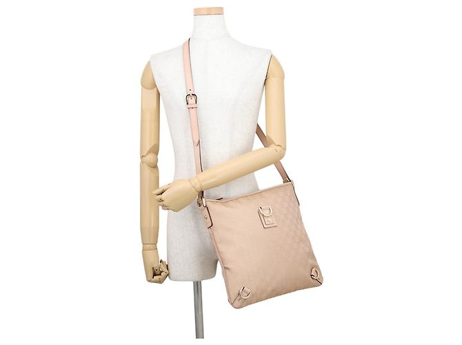 Borsa a tracolla Gucci in tela GG rosa beige - vista 4
