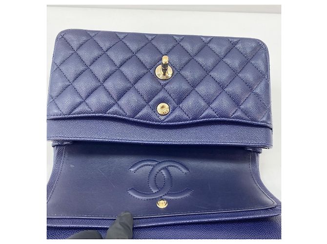 Borsa a tracolla Chanel Matelassé Navy Double Flap Blu navy - vista 12