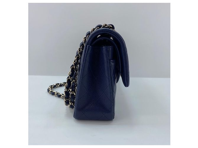 Borsa a tracolla Chanel Matelassé Navy Double Flap Blu navy - vista 4