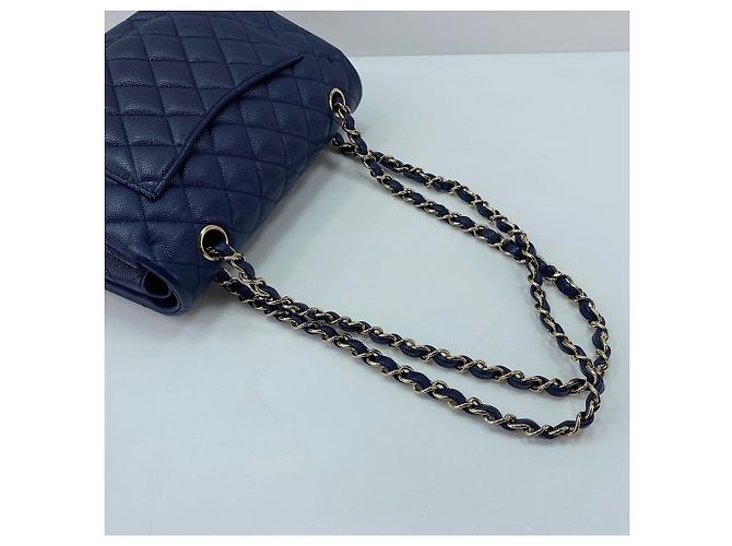 Borsa a tracolla Chanel Matelassé Navy Double Flap Blu navy - vista 9
