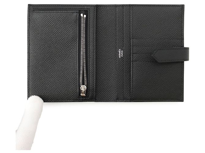 Cartera compacta de dos pliegues Hermès Bearn Negro - vista 4