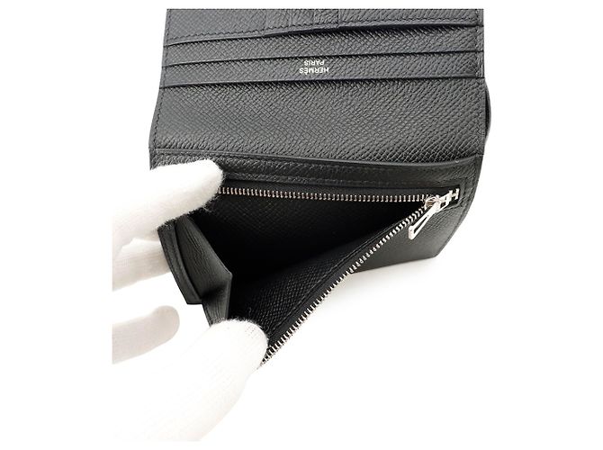Cartera compacta de dos pliegues Hermès Bearn Negro - vista 6