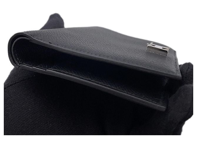 Cartera compacta de dos pliegues Hermès Bearn Negro - vista 7