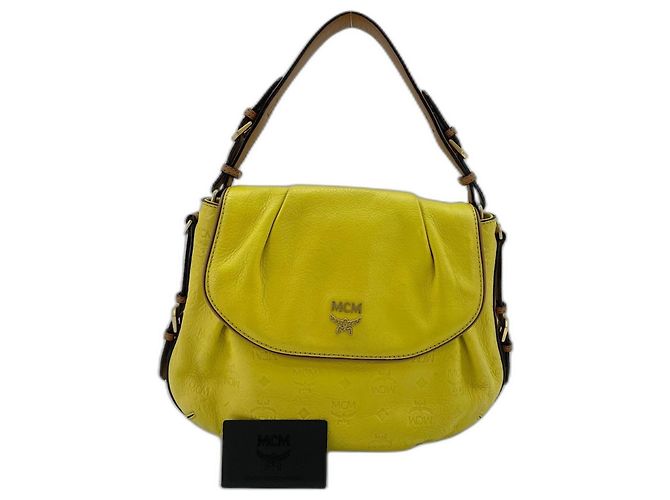 MCM Schultertasche aus gelbem Leder - Ansicht 13