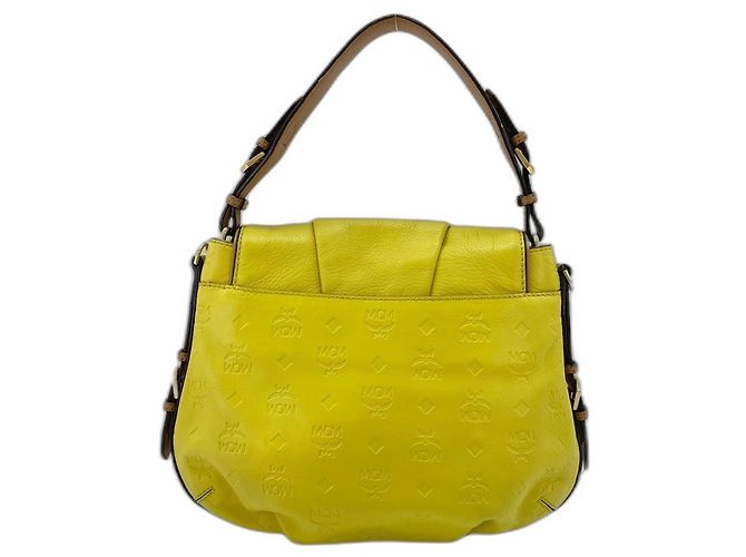 MCM Schultertasche aus gelbem Leder - Ansicht 2