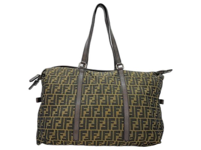 Borsa a tracolla Fendi in tela marrone - vista 2