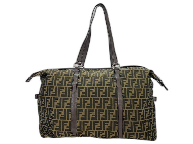 Borsa a tracolla Fendi in tela marrone - vista 3