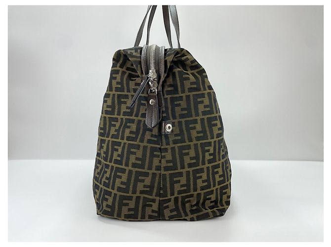 Borsa a tracolla Fendi in tela marrone - vista 4