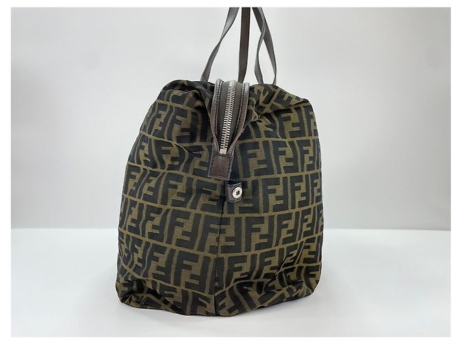 Borsa a tracolla Fendi in tela marrone - vista 5