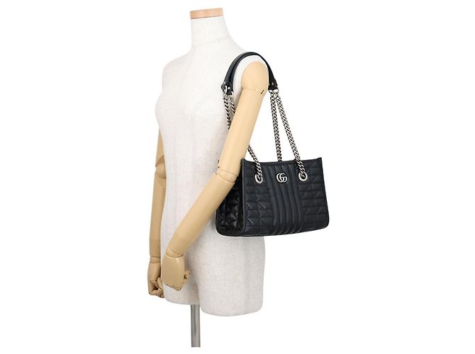 Gucci GG Marmont Chain Tote Leder Tasche Schwarz - Ansicht 4