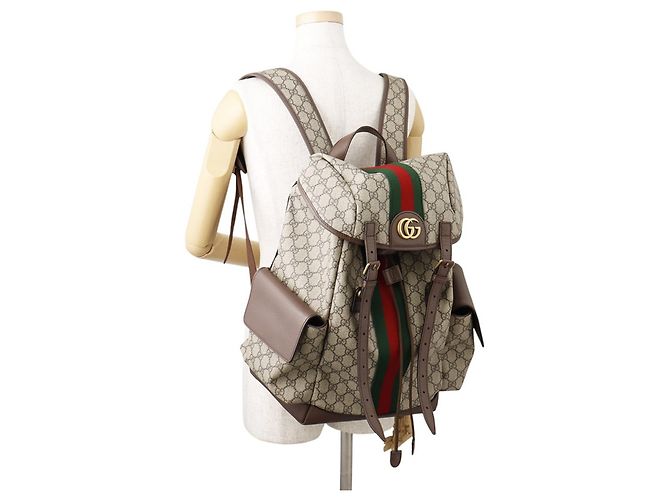 Gucci Ophidia GG Supreme Rucksack Medium Braun Rot Grün - Ansicht 4