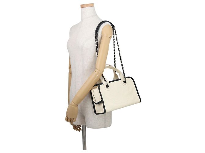 Borsa Bowling Deauville Chanel Nero Bianco - vista 5