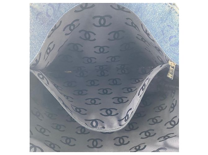 Borsa Tote Chanel in denim blu - vista 13