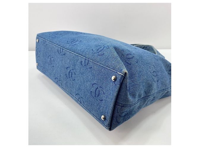 Borsa Tote Chanel in denim blu - vista 9