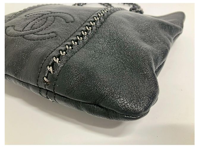 Borsa a tracolla Chanel in pelle nera Nero - vista 6