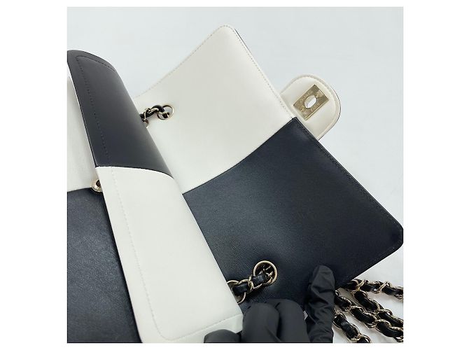 Borsa a Spalla Chanel Bicolor Double Flap Nero - vista 16
