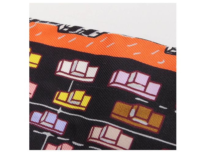 Sciarpa in seta Hermès Twilly PANTIN CITY Nero - vista 7
