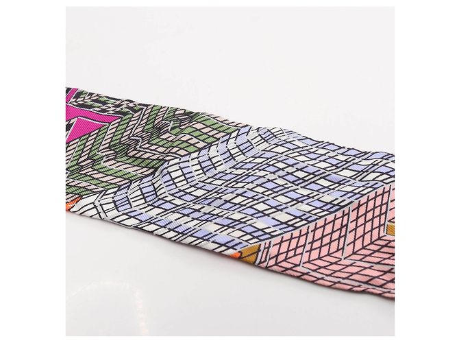 Sciarpa in seta Hermès Twilly PANTIN CITY Nero - vista 8