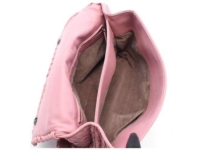 Borsa a tracolla in agnello Intrecciato Bottega Veneta Rosa - vista 3