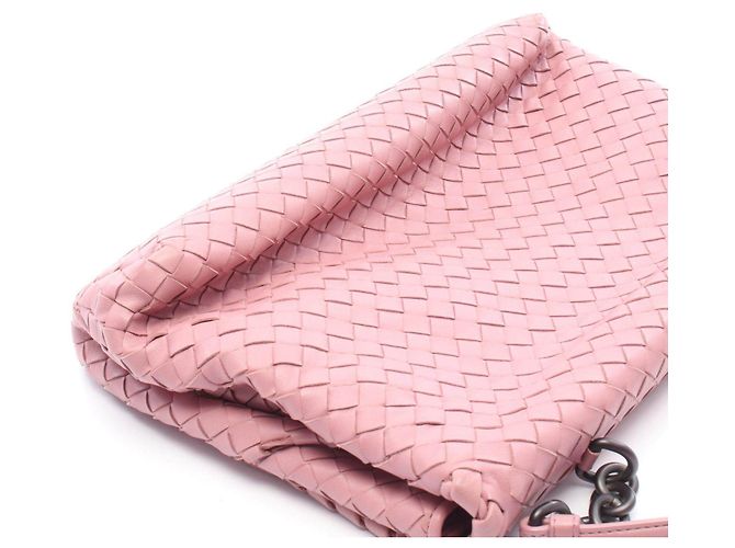 Borsa a tracolla in agnello Intrecciato Bottega Veneta Rosa - vista 8
