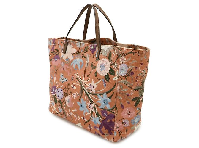 Gucci Flora Canvas Leather Tote Bag Metallic Bronze - Ansicht 2
