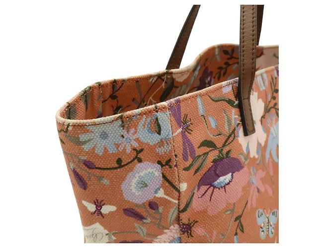 Gucci Flora Canvas Leather Tote Bag Metallic Bronze - Ansicht 6