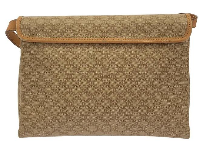 Céline Borsa a tracolla CELINE in tela rivestita Marrone Beige - vista 2