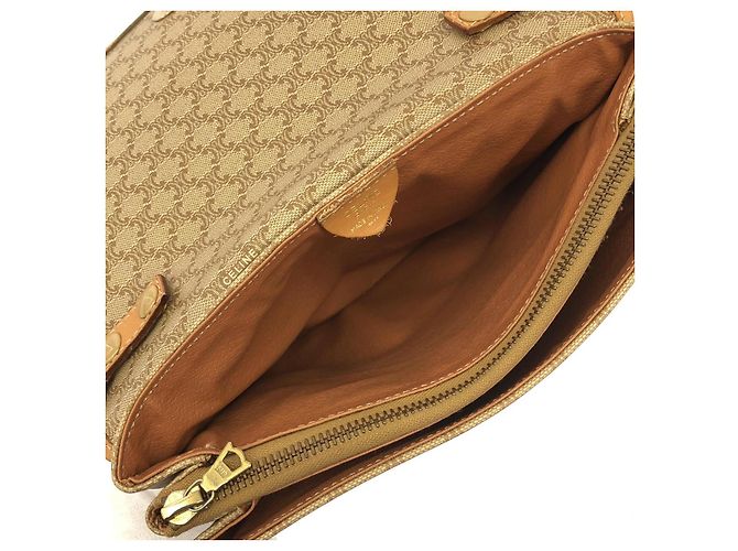 Céline Borsa a tracolla CELINE in tela rivestita Marrone Beige - vista 9