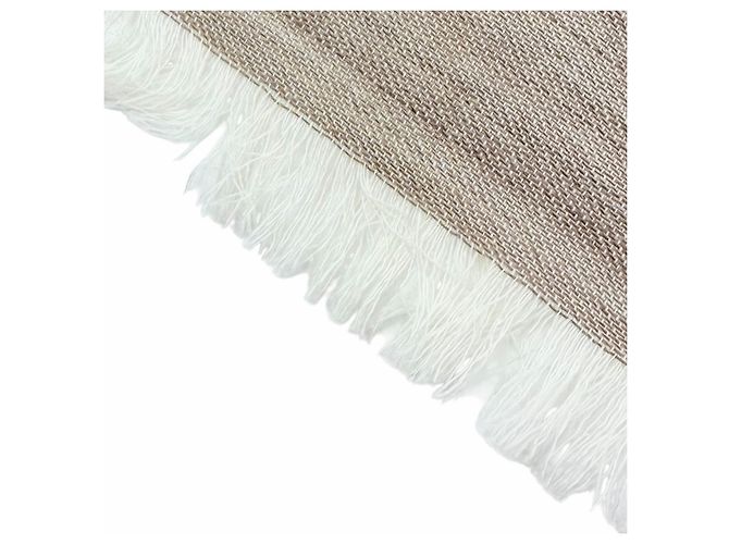 Sciarpa Gucci Stall GG Jacquard in lana e seta Mini Fringe Marrone Beige - vista 4