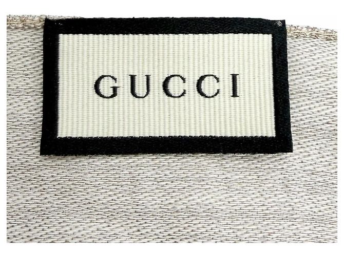 Sciarpa Gucci Stall GG Jacquard in lana e seta Mini Fringe Marrone Beige - vista 6