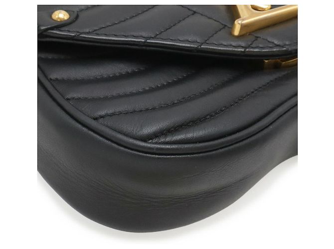 Borsa a tracolla in pelle New Wave Louis Vuitton Nero - vista 3