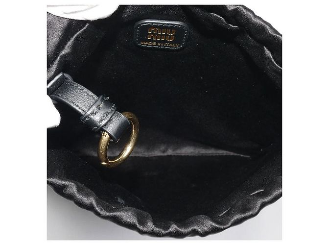 Pochette in pelle e raso duchesse Miu Miu Nero - vista 3