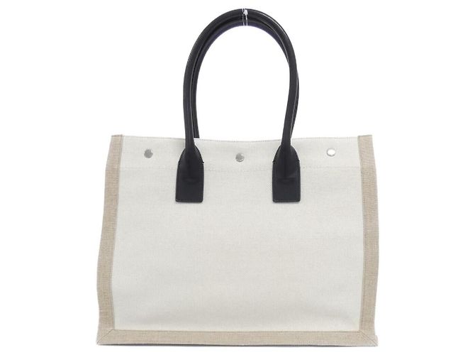 Yves Saint Laurent Bolso Tote de algodón y lino Saint Laurent Castaño Beige - vista 2