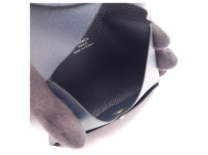 Hermès Tarjetero Calvi en piel Epsom Hermes Azul - vista 4