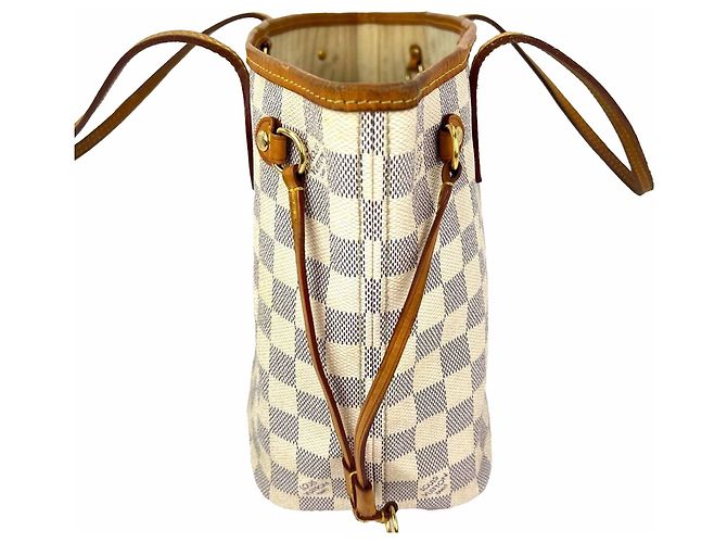 Borsa Tote Louis Vuitton Neverfull PM Damier Azur Bianco - vista 5
